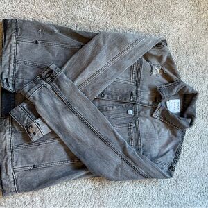 RVCA Gray Distressed Denim Jacket